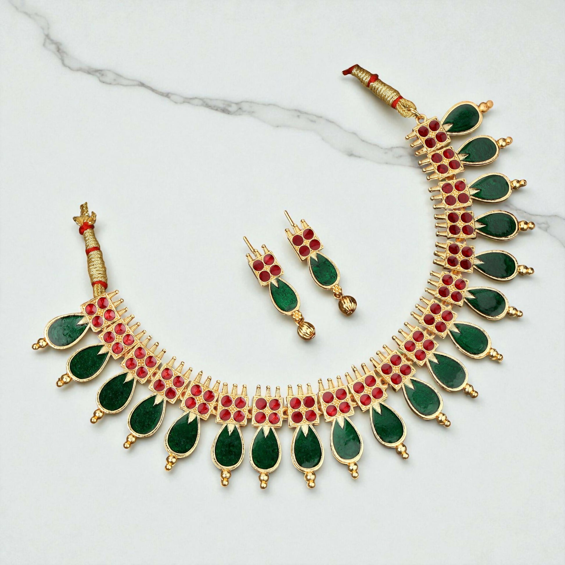 Four-Strand Faux Pearl Choker with Gold-Tone Floral Pendant