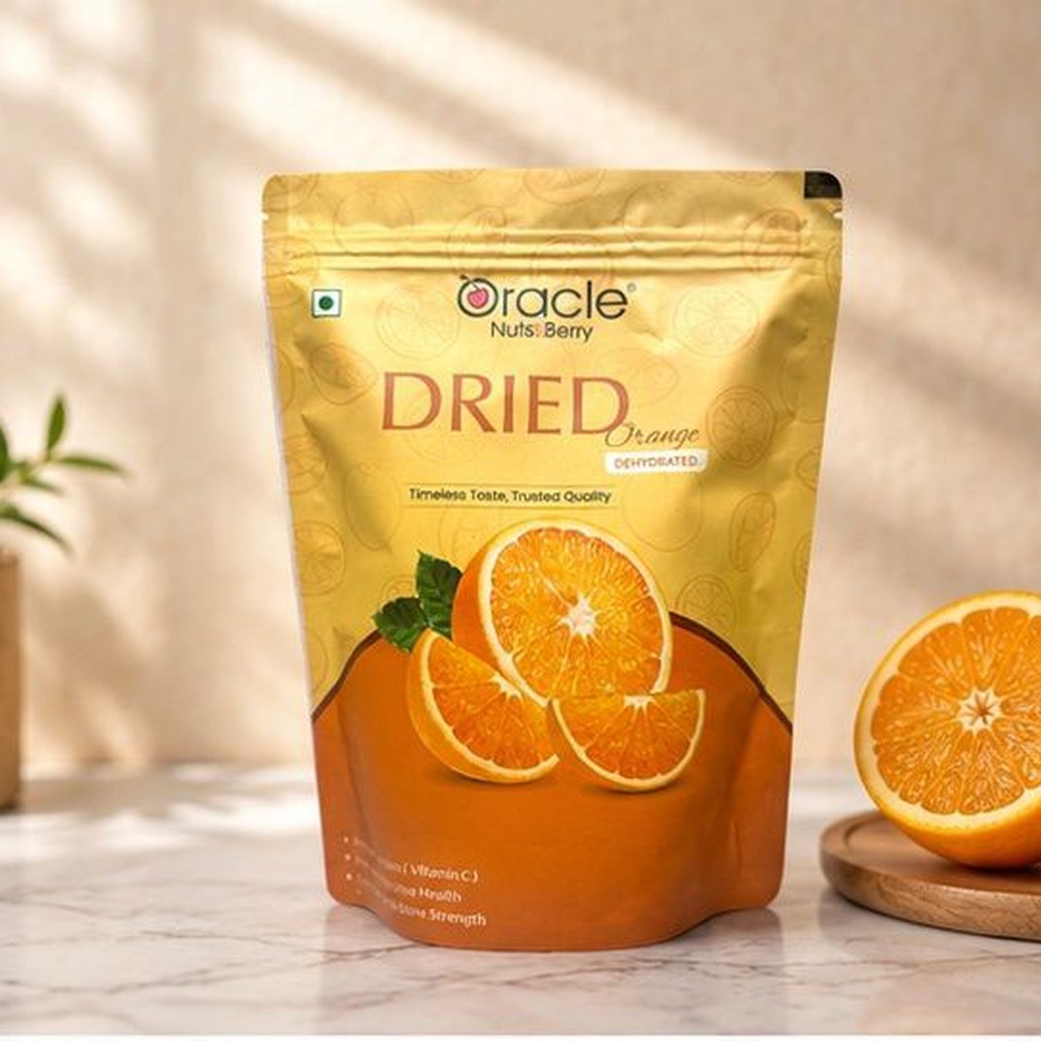 A bowl filled with vibrant Oracle dried orange slices, perfect for healthy snacking.
