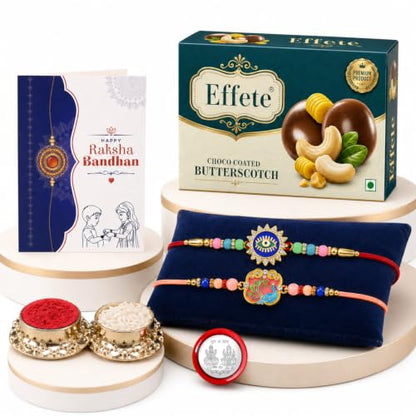Evil Eye Rakhi Combo - Raksha Bandhan Gift with Choco Butterscotch 32gm, Pack of 6