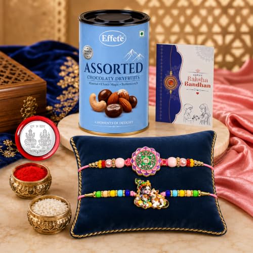 Krishna Rakhi Combo - Raksha Bandhan Gift with Assorted Choco 96gm, Pack of 6 | Rakhi Gift