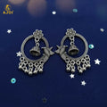 Oxidized Silver Chandbali Earrings – Regal Bird Motif Design