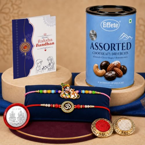 Krishna, Om Rakhi Combo - Raksha Bandhan Gift with Assorted Choco 96gm, Pack of 6