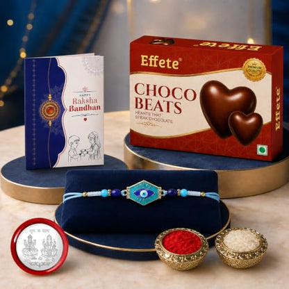 Evil Eye Rakhi Combo - Raksha Bandhan Gift with Choco Beats 32gm, Pack of 5 | Rakhi Gift
