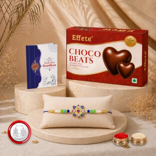 Evil Eye, OM Rakhi Combo - Raksha Bandhan Gift with Choco Beats 32gm, Pack of 5 for Bhaiya