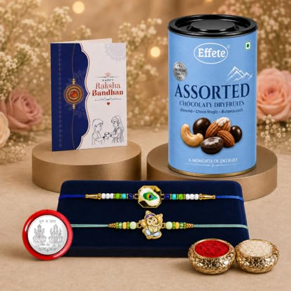 Square, Ganesha Rakhi Combo - Raksha Bandhan Gift with Assorted Choco 96gm, Pack of 6