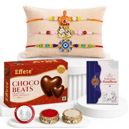 Swami Maharaj, Guru Ji Rakhi Combo - Raksha Bandhan Gift with Choco Beats 32gm, Pack of 7