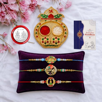 Rakhi for Brother & Bhaiya with Pooja Thali - Raksha Bandhan Gift Set, Pack of 7