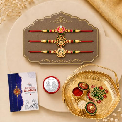 Rakhi for Brother with Topli Pooja Thali - Raksha Bandhan Gift Set, Pack of 7
