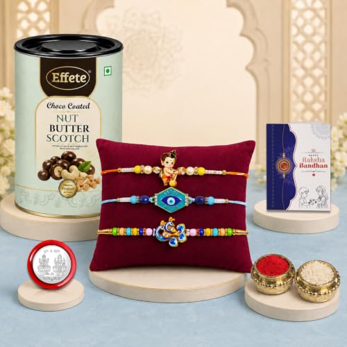 Bal Hanuman Rakhi Combo - Raksha Bandhan Gift with Choco Butterscotch 96gm, Pack of 7
