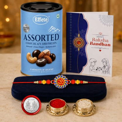 Om Rakhi Combo - Raksha Bandhan Gift with Assorted Choco 96gm, Pack of 5 | Rakhi Gift