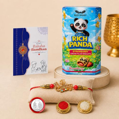 Mahadev Rakhi Combo - Raksha Bandhan Gift with Strawberry Biscuit 60gm, Pack of 5