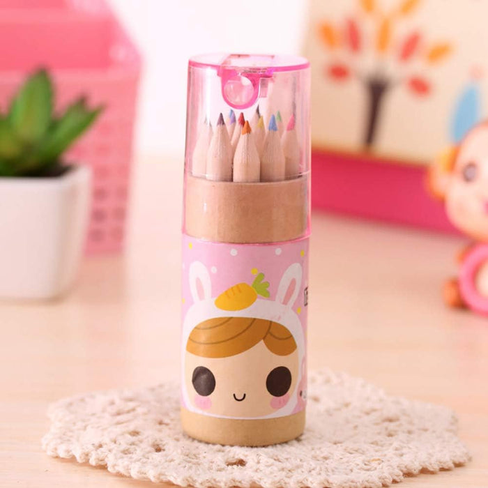 10 pcs Wooden Colored DIY Cute Pencils for Kids,with Pencil Sharpeners,4 in  1 Color Pencil Set for Drawing, Coloring, Sketching Drawing Stationery