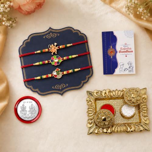 Hanuman Ji Rakhi for Brother with Pooja Thali - Rakshabandhan Gift Set, Pack of 7