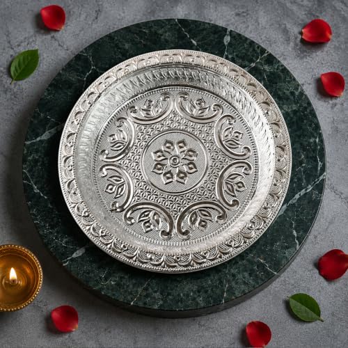 Rakhi for Brother with Silver Pooja Thali - Rakshabandhan Gift Set, Pack of 7