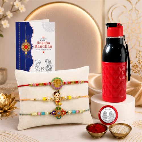 Bal Hanuman Rakhi Combo - Raksha Bandhan Gift with Sports Bottle 400ml, Pack of 7