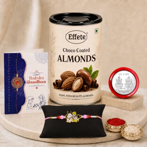 Krishna Rakhi Combo - Raksha Bandhan Gift with Choco Almonds 96gm, Pack of 5 | Rakhi Gift