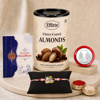 Krishna Rakhi Combo - Raksha Bandhan Gift with Choco Almonds 96gm, Pack of 5 | Rakhi Gift