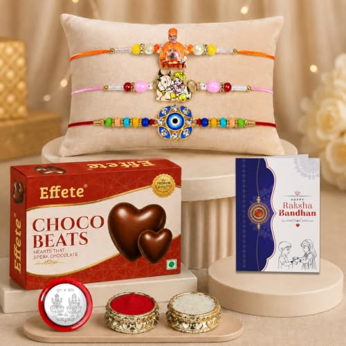 Swami Maharaj, Guru Ji Rakhi Combo - Raksha Bandhan Gift with Choco Beats 32gm, Pack of 7