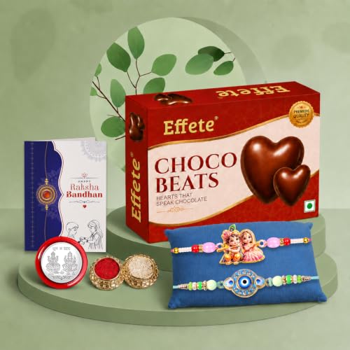 Krishna Radha, Evil Eye Rakhi Combo - Raksha Bandhan Gift with Choco Beats 32gm, Pack of 6