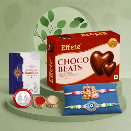 Krishna Radha, Evil Eye Rakhi Combo - Raksha Bandhan Gift with Choco Beats 32gm, Pack of 6