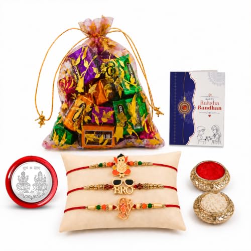 Rakhi for Brother with 10pcs Assorted Treats - Raksha Bandhan Gift Set, Pack of 7