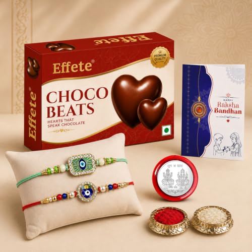 Evil Eye Rakhi Combo - Raksha Bandhan Gift with Choco Beats 32gm, Pack of 6 | Rakhi Gift