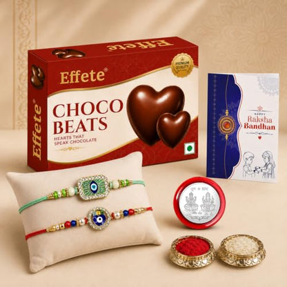 Evil Eye Rakhi Combo - Raksha Bandhan Gift with Choco Beats 32gm, Pack of 6 | Rakhi Gift