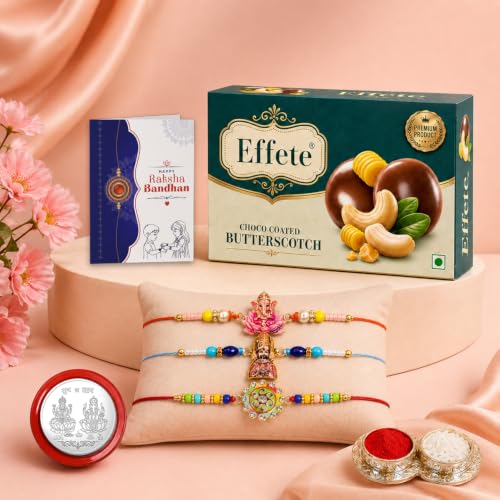 Khatu Shyam Rakhi Combo - Raksha Bandhan Gift with Choco Butterscotch 32gm, Pack of 7