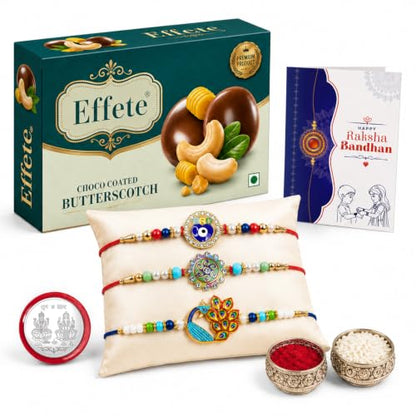 Evil Eye Rakhi Combo - Raksha Bandhan Gift with Choco Butterscotch 32gm, Pack of 7