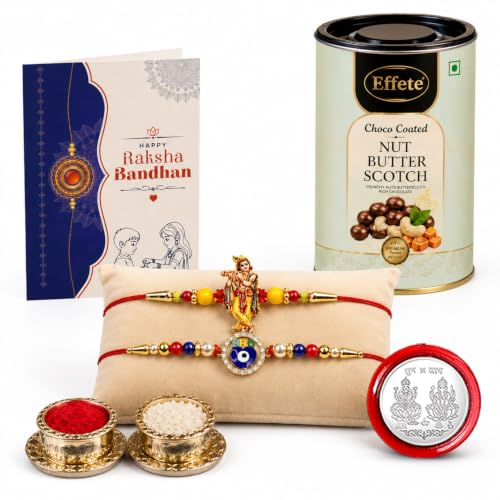 Krishna Rakhi Combo - Raksha Bandhan Gift with Choco Butterscotch 96gm, Pack of 6