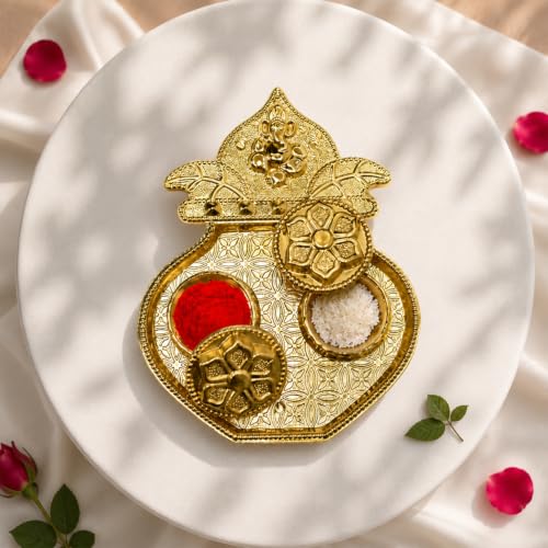 Bhai, Peacock Rakhi Combo - Raksha Bandhan Gift with Kalash Shape Pooja Thali, Pack of 6
