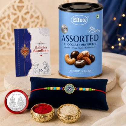 Evil Eye Rakhi Combo - Raksha Bandhan Gift with Assorted Choco 96gm, Pack of 5 for Bhaiya