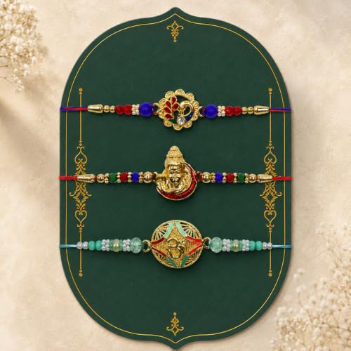 Peacock Rakhi for Brother with Pooja Thali - Raksha Bandhan Gift Set, Pack of 7