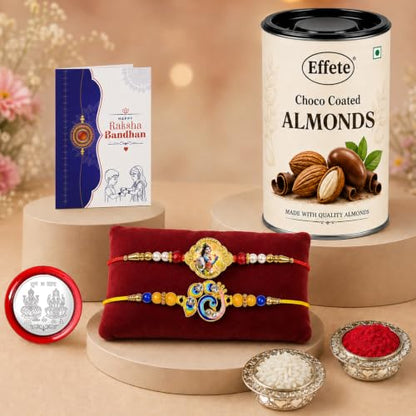 Krishna, Bird Rakhi Combo - Raksha Bandhan Gift with Choco Almonds 96gm, Pack of 6