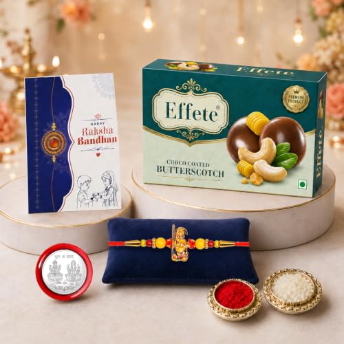 Ganesha Rakhi Combo - Raksha Bandhan Gift with Choco Butterscotch 32gm, Pack of 5