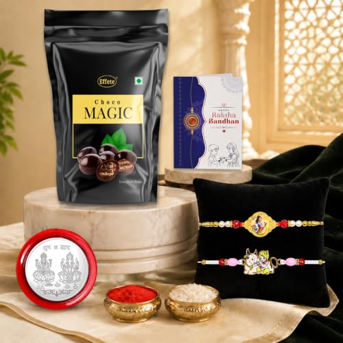 Krishna Rakhi Combo - Raksha Bandhan Gift with Choco Magic Standy Pouch, Pack of 6