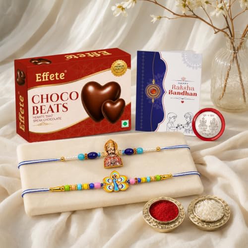 Khatu Shyam, Peacock Rakhi Combo - Raksha Bandhan Gift with Choco Beats 32gm, Pack of 6