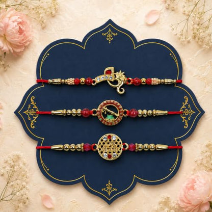OM Rakhi for Brother with Kalash Pooja Thali - Raksha Bandhan Gift Set, Pack of 7
