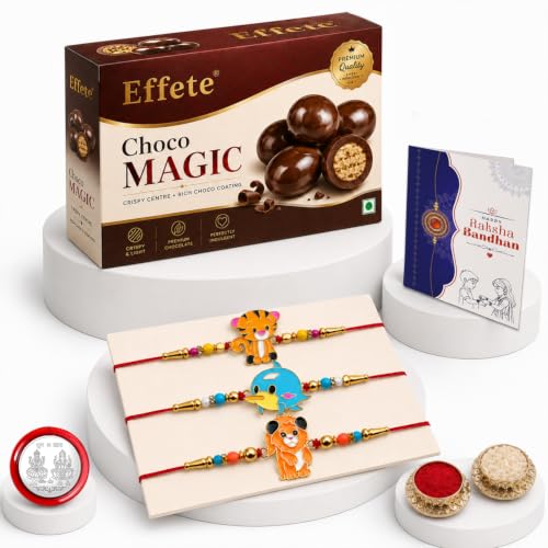 Kids Rakhi for Brother with Chocolate Magic 96gm - Raksha Bandhan Gift, Pack of 7