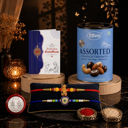 Ganesha, Evil Eye Rakhi Combo - Raksha Bandhan Gift with Assorted Choco 96gm, Pack of 6
