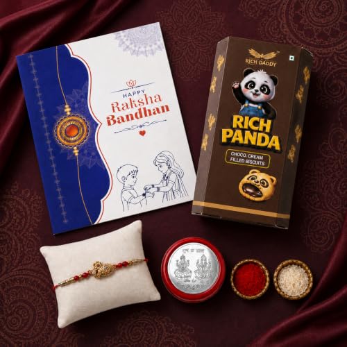 Om Rakhi Combo - Raksha Bandhan Gift with Choco Cream Biscuit 60gm, Pack of 5 | Rakhi Gift