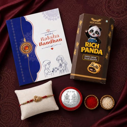 Om Rakhi Combo - Raksha Bandhan Gift with Choco Cream Biscuit 60gm, Pack of 5 | Rakhi Gift