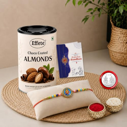 Ganesh Rakhi Combo - Raksha Bandhan Gift with Choco Almonds 96gm, Pack of 5 | Rakhi Gift