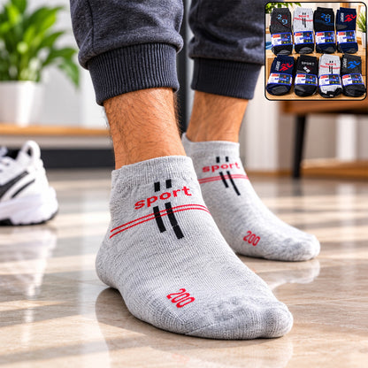 Soft Stretchable Ankle Socks with Mixed Designs for Casual Wear (12 Pair)