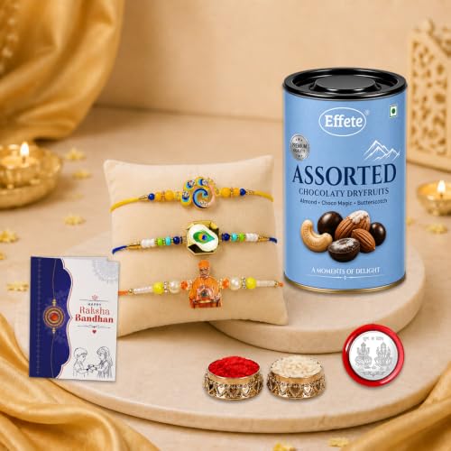 Swami Maharaj Rakhi Combo - Raksha Bandhan Gift with Assorted Choco 96gm, Pack of 7