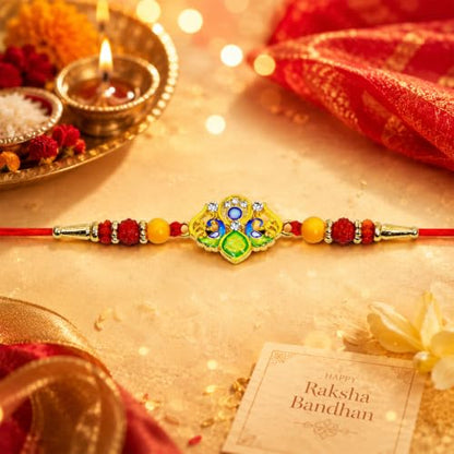 Evil Eye Rakhi for Brother with Pooja Thali - Raksha Bandhan Gift Set, Pack of 7