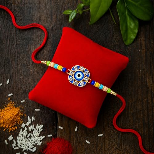 Evil Eye Rakhi Combo - Raksha Bandhan Gift with Choco Beats 32gm, Pack of 5 | Rakhi Gift