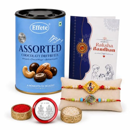 Krishna, Round Shape Rakhi Combo - Raksha Bandhan Gift with Assorted Choco 96gm, Pack of 6