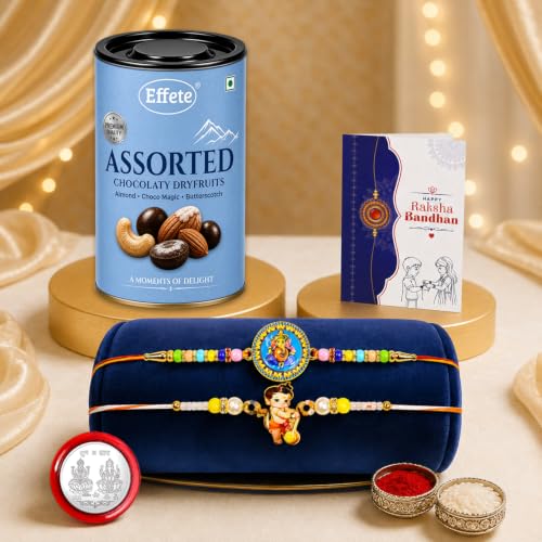 Ganesh, Bal Hanuman Rakhi Combo - Raksha Bandhan Gift with Assorted Choco 96gm, Pack of 6