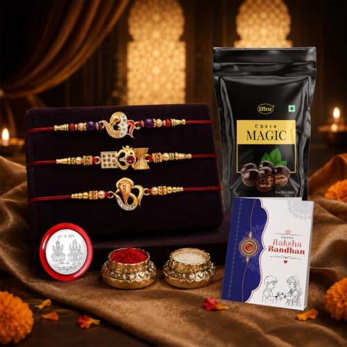 Rakhi for Brother with Chocolate Magic Pouch - Raksha Bandhan Gift Set, Pack of 7